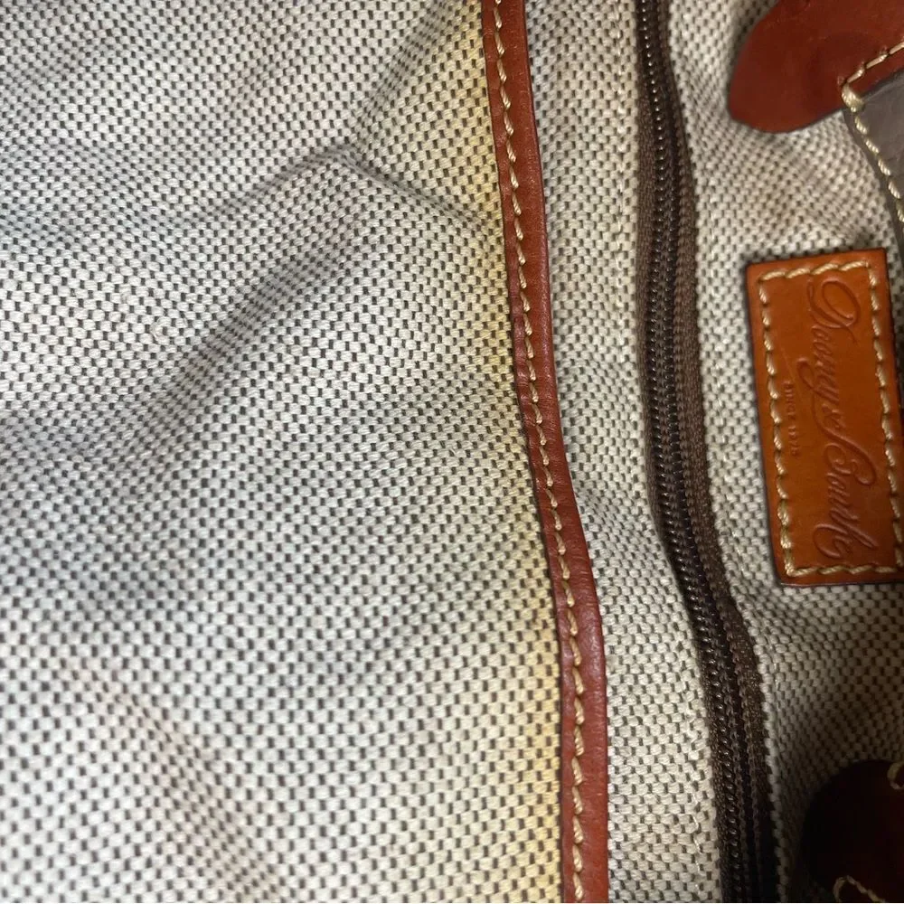 Dooney & Bourke Brenna Gray pebble Leather satchel tanTrim & Strap bonus pouch.